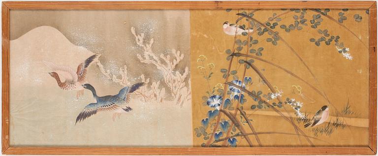 AKVARELLER, 2 samramade. Japan omkring år 1900.