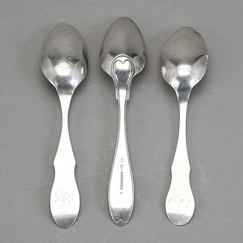 MATSKEDAR, 3 st, silver, bland annat Carl Gustaf Högstedt, Kalmar, 1830. Vikt ca 134 gram.