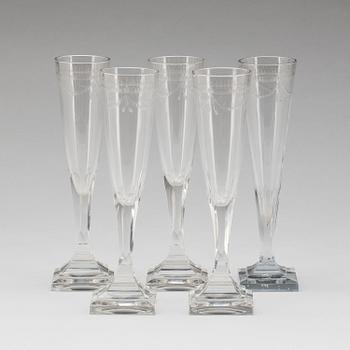 CHAMPAGNEGLAS, 5 st, 1800-tal.