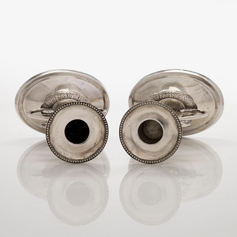 A pair of 19th-century silver candlesticks, maker's mark of Jacob Herman Lundström, Kuopio, 1823.