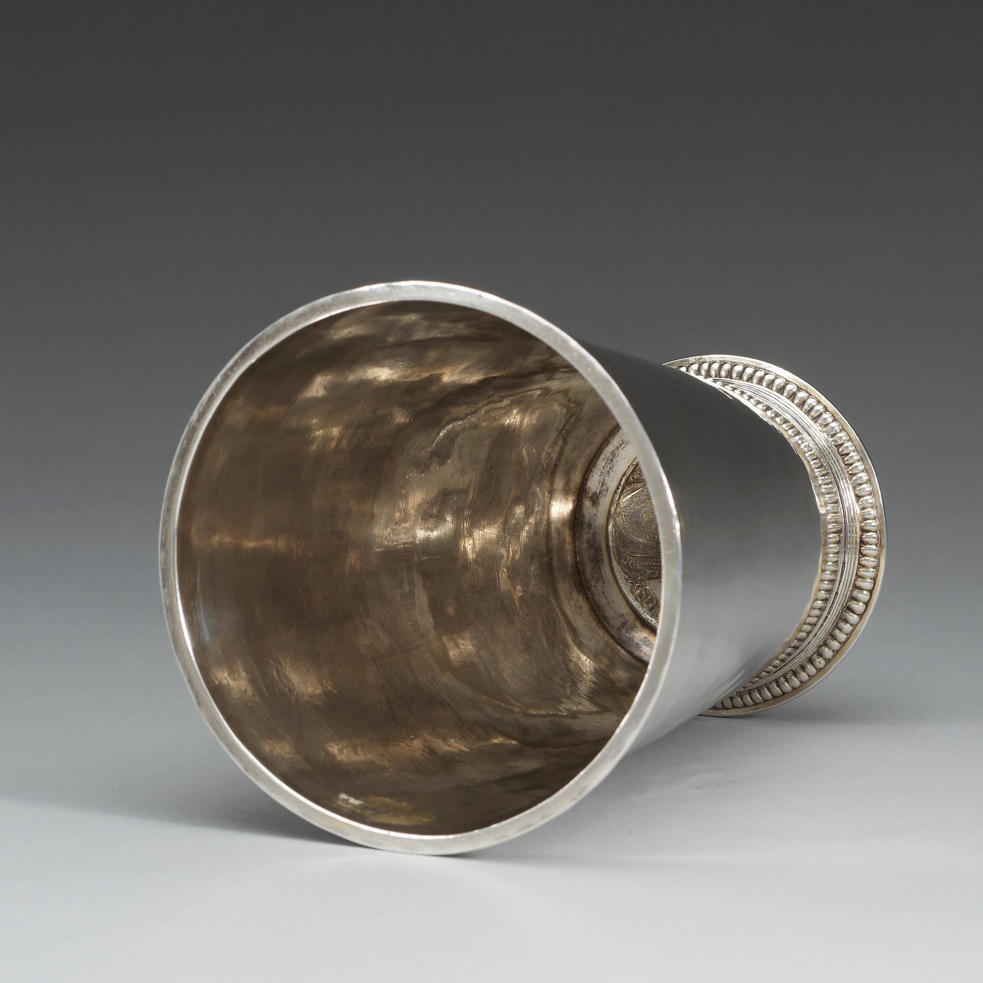 A Baltic 18th century parcel-gilt beaker, possibly Joachim Meinecke (1703-1710), Riga.