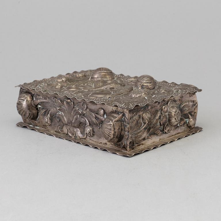 a German silver box, late 19th century.