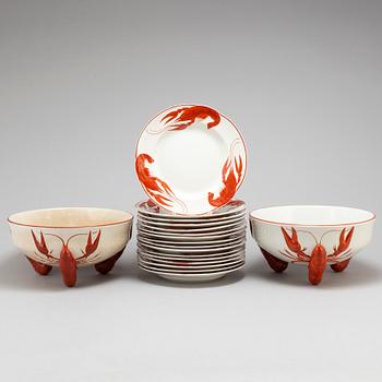 ALF WALLANDER, An 18-piece crayfish service, creamware, Rörstrand.