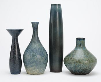 Four Carl-Harry Stålhane stoneware vases, Rörstrand.