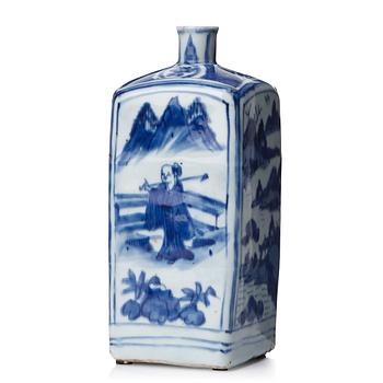 765. A blue and white bottle, Ming dynasty, 17th Century.