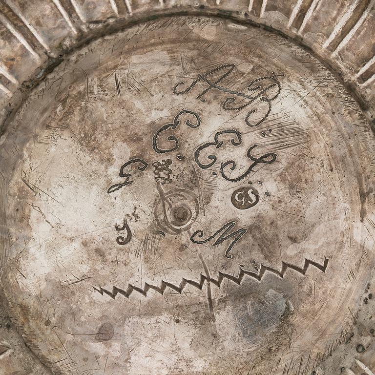 A parcel-gilt silver cup, maker's mark of Gustaf Stafhell the Elder, Stockholm 1743.