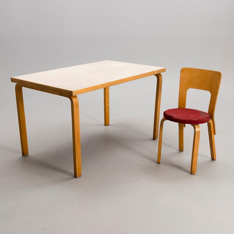 ALVAR AALTO, PÖYTÄ JA TUOLI 66, 1900-LUVUN PUOLIVÄLI.
