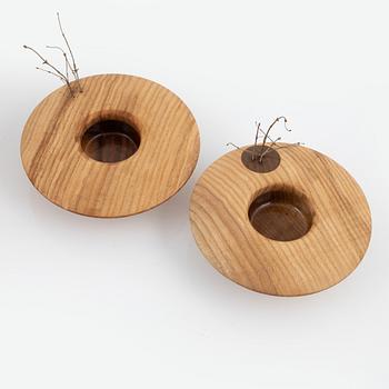 Magnus Ek, a set of six walnut and ash wood appetizer plates for Oaxen Krog.