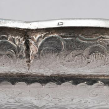 A tray/plate, silver, unidentified makers mark, Moscow 1720s.