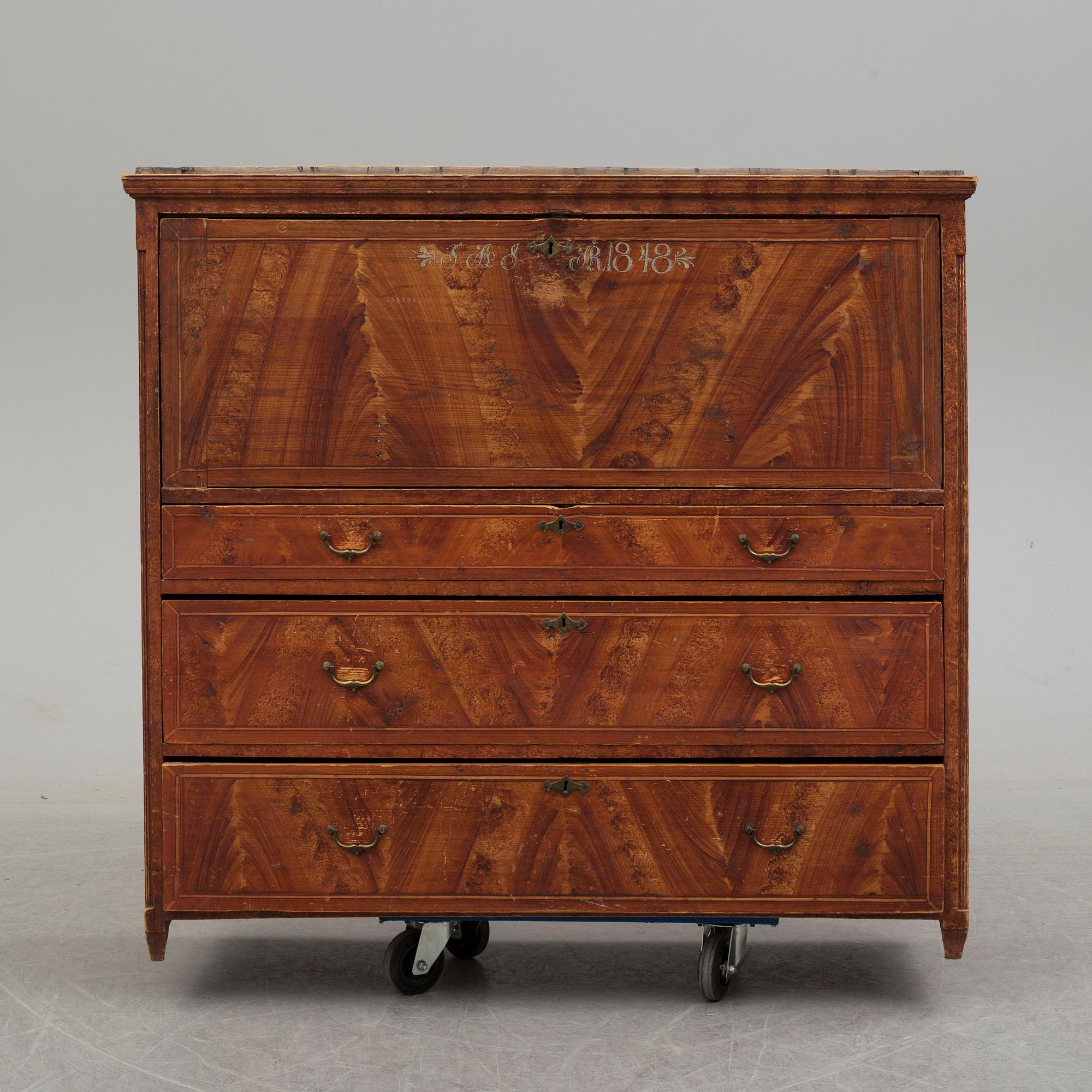 A swedish secretaire, dated 1848.