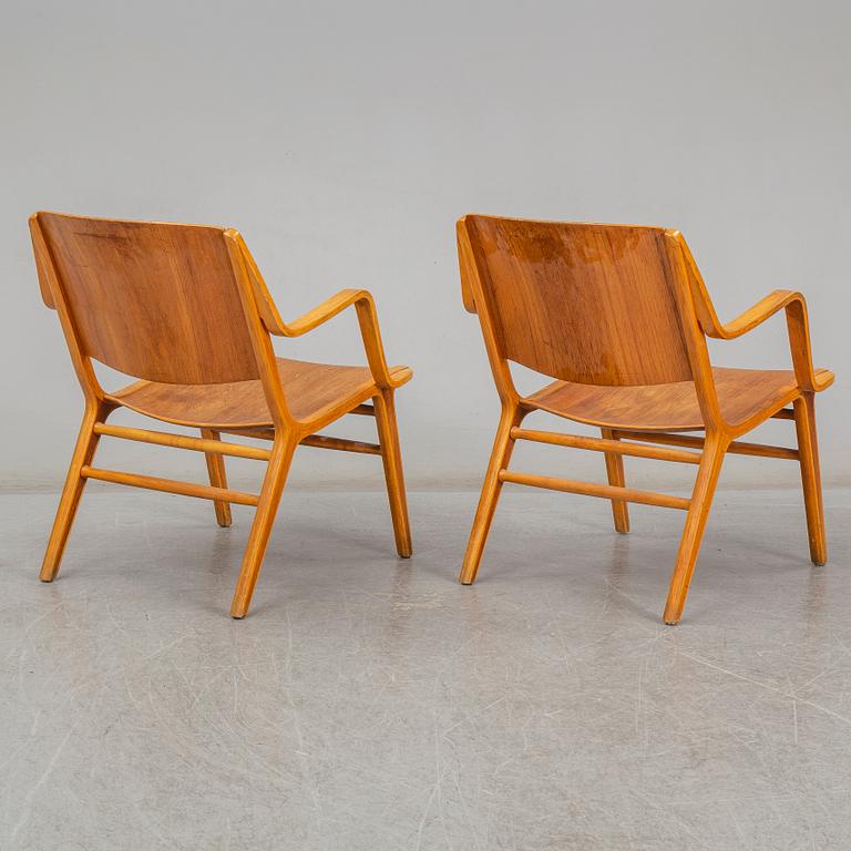 A pair of "Ax-chairs" by PETER HVIDT & ORLA MØLGAARD NIELSEN, Fritz Hansen, Denmark, 1950-60s.