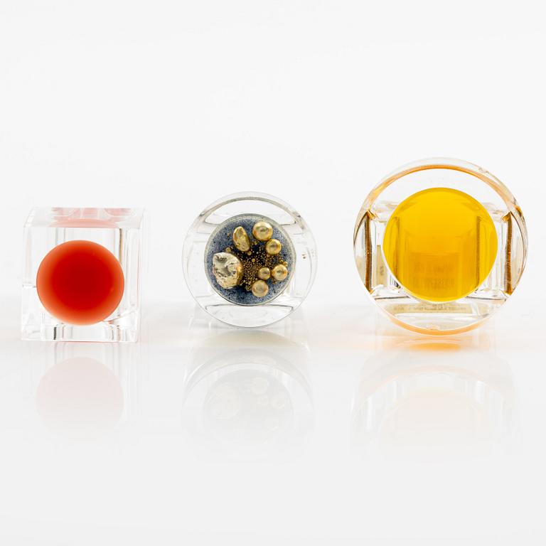 Siv Lagerström, three acrylic rings, 1970s.