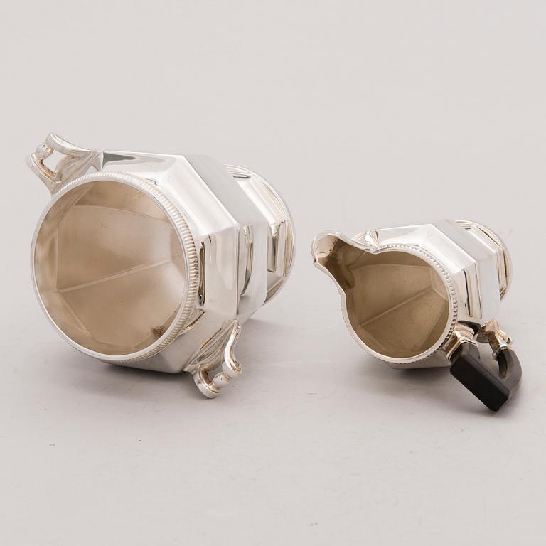 TE JA KAHVI KALUSTO, hopeoitu, Christofle, Ranska 1900-luvun puoliväli.