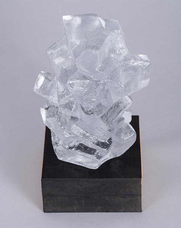 SKULPTUR, glas, Edvin Öhrström, Lindshammar glasbruk, signerad.