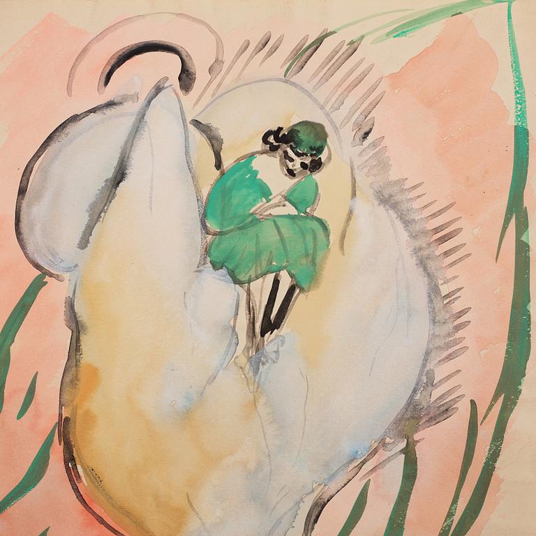 Sigrid Hjertén, A woman sitting in a flower.