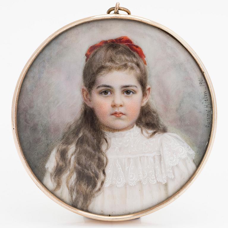 Fanny Hjelm, miniatyyrimaalaus esittäen H. E. Rosenlewiä, v. 1901.