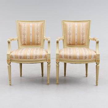 KARMSTOLAR, 1 par, gustaviansk stil, 1900-talets mitt.
