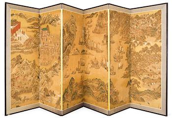 A six fold screen, anonymous Japanese artist, probably 17th Century.