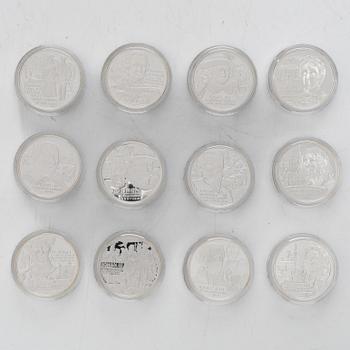Commemorative coins/jubilee coins, 24 pcs, sterling silver, Kingdom of Sweden, Swedish Mint, Eskilstuna.