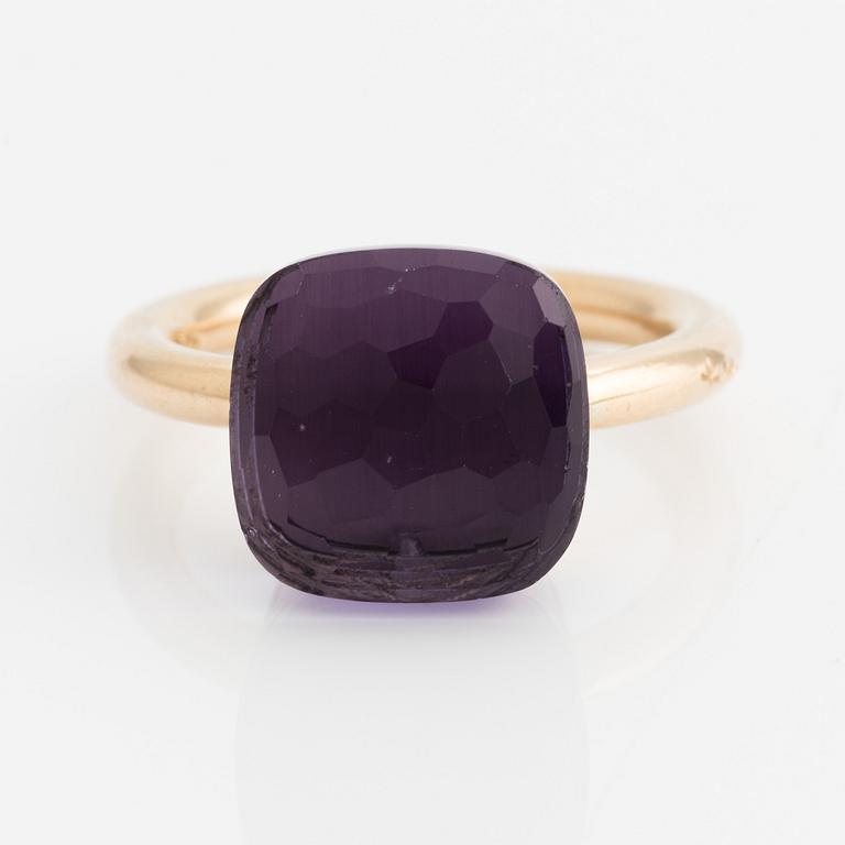 Pomellato ring in 18K gold with a faceted amethyst, "Nudo".