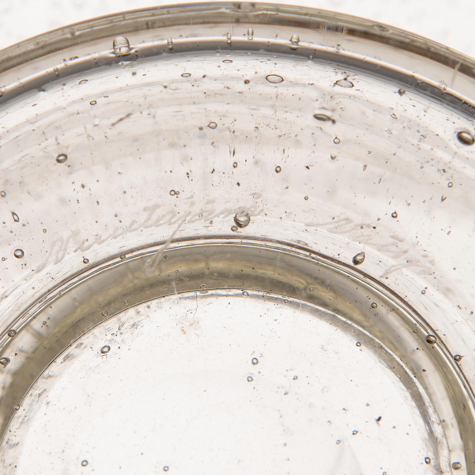 KAJ FRANCK Four Sargasso Glass Items, signed Nuutajärvi Notsjö.