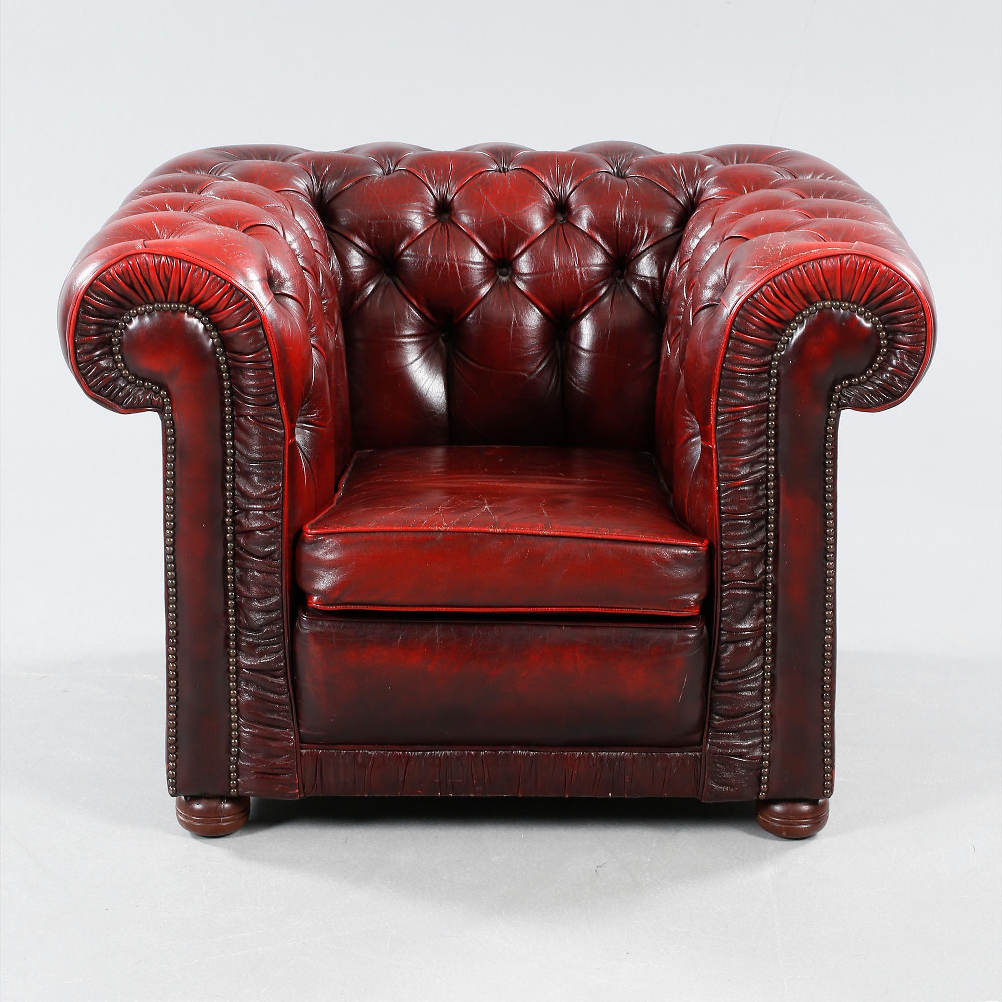 A lounge chair, Chesterfield model "Pegasus", made in the second half of the 20th century.