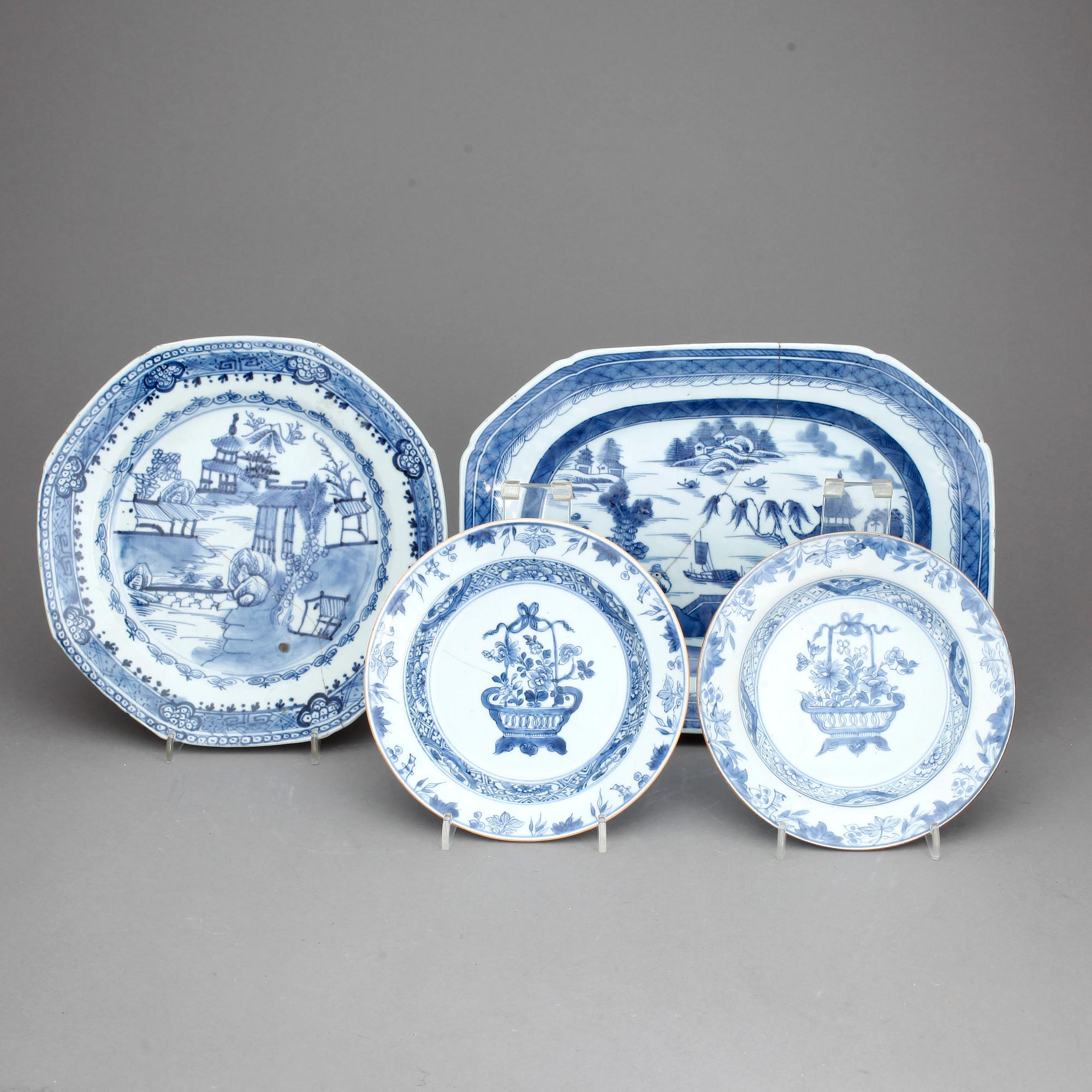 SAMLING PORSLIN, 4 delar, Kina, Qing dynastin bla Kangxi (1662-1722).