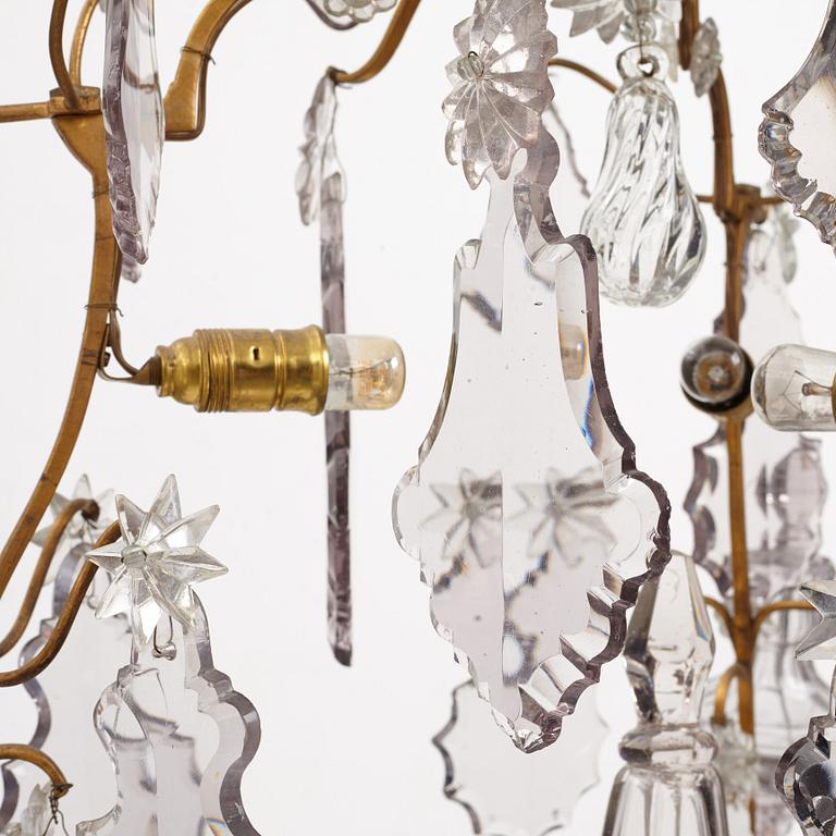 A Louis XV 18th century nine-light chandelier.