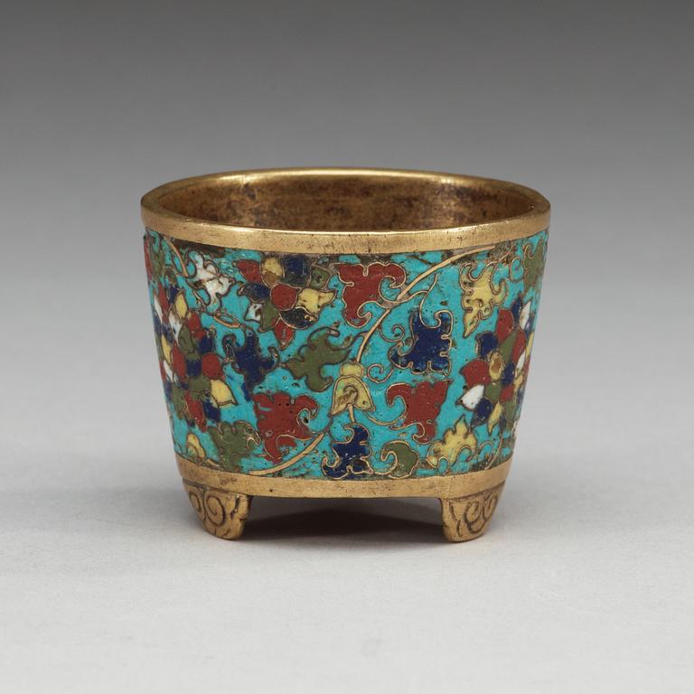 A Cloisonné miniature tripod censer, Ming dynasty (1368-1644).