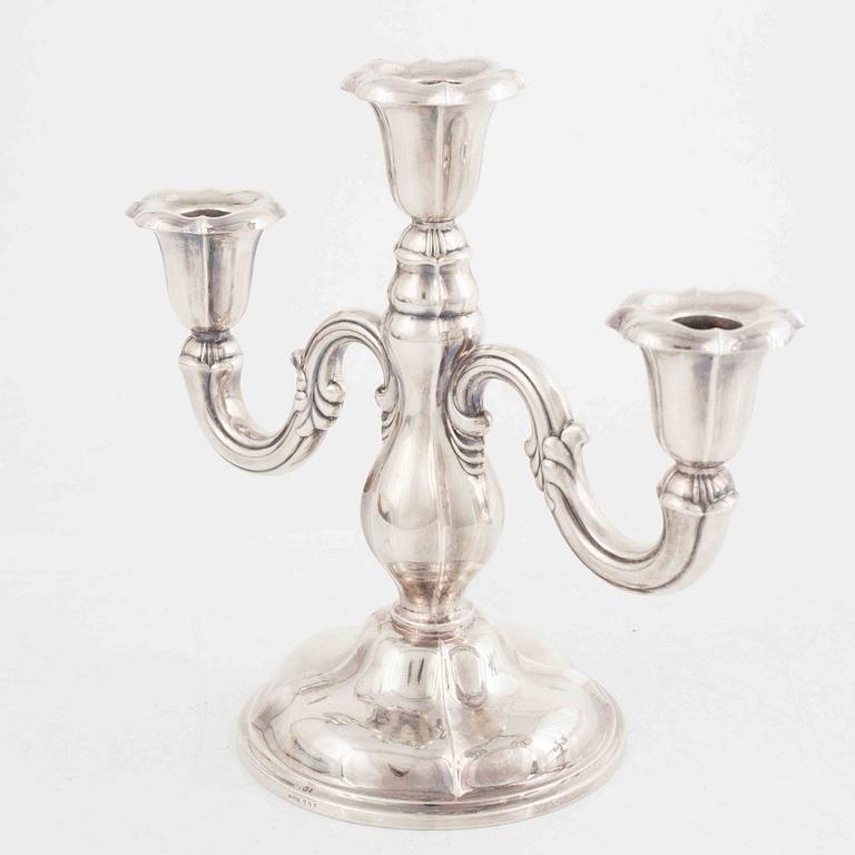 A Pair of Norwegian Silver Candelabras, 20th Century.