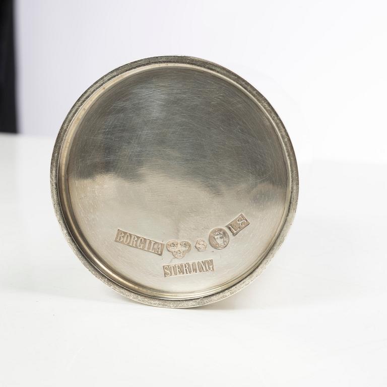 Atelier Borgila, tobaksburk med lock, sterling silver, Stockholm 1937.