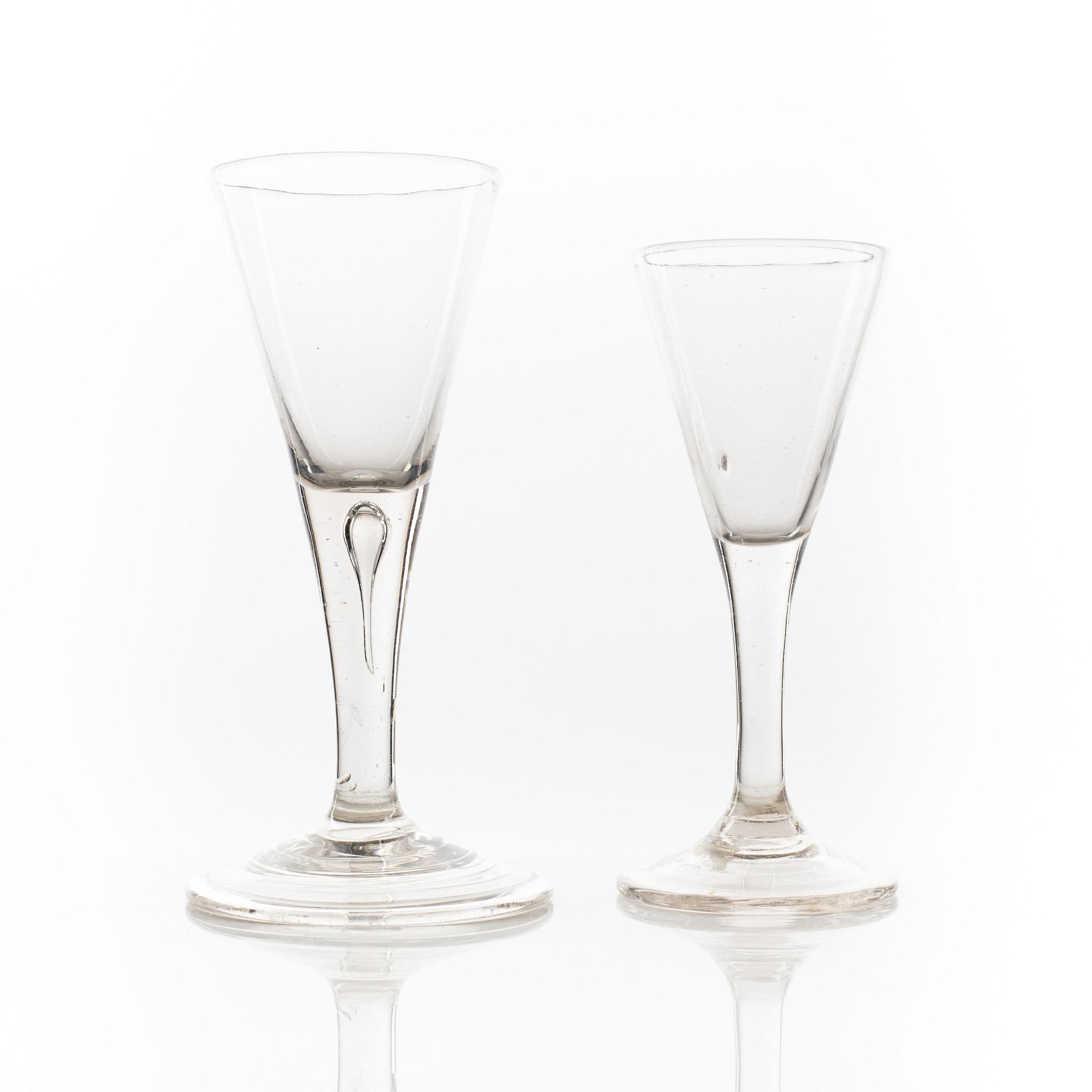 Spetsglas, 4 st, Sverige, 1700-tal.