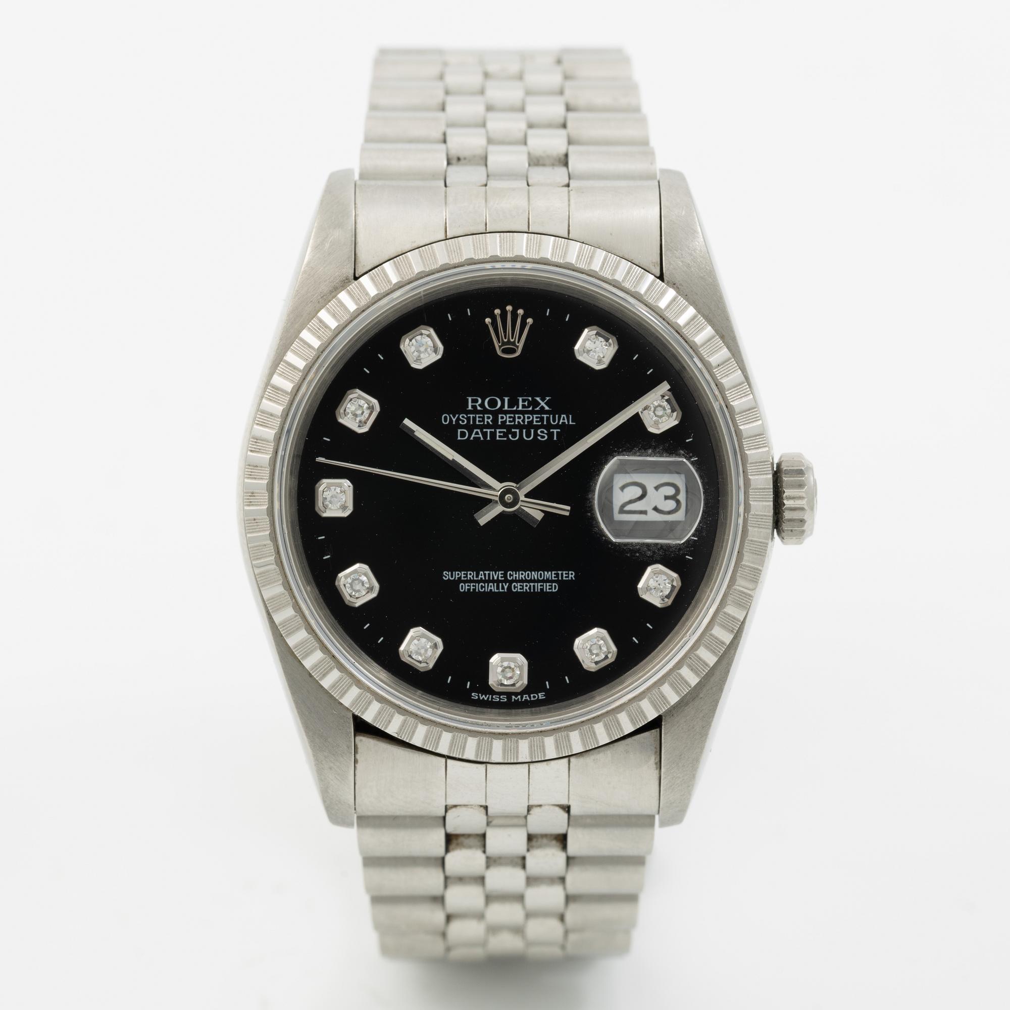 Rolex, Datejust, "Diamond Dial", wristwatch, 36 mm.