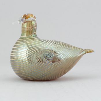 Oiva Toikka, a glass bird, signed, Nuutajärvi.