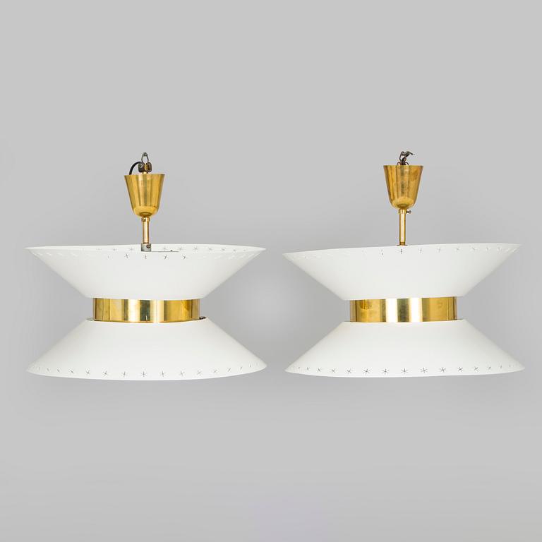 Paavo Tynell, a pair of ceiling lights, made to order, Taito, mid-20th century.