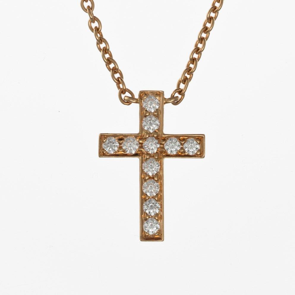 RISTI, 18K kultaa, briljanttihiottuja timantteja n. 0.70 ct. T. Tillander 2002. Ketju 44 cm. Paino 4,2 g.