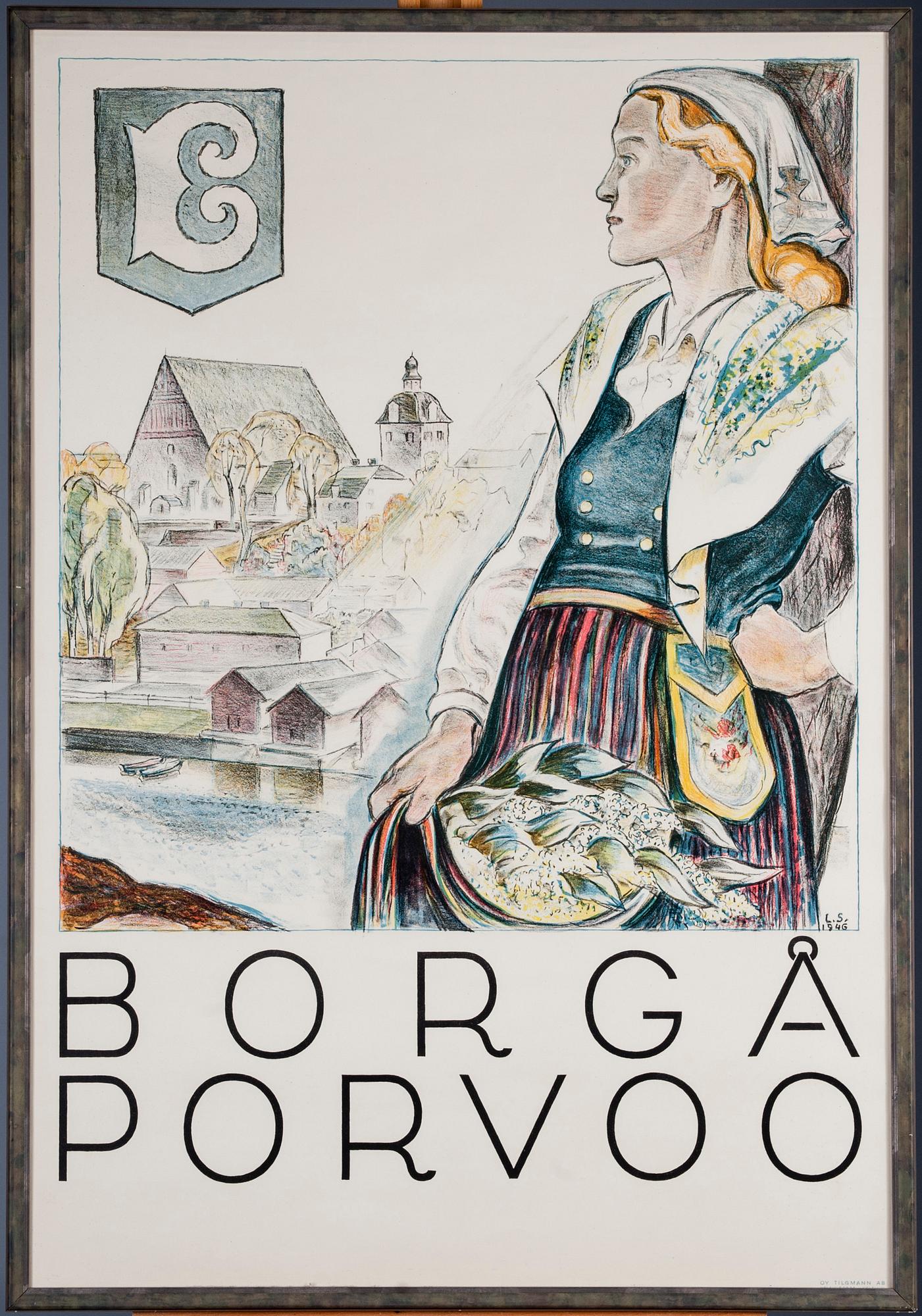 AFFISCH, litografiskt tryck, efter Lennart Segerstråle, sign. L.S. och daterad 1946 i trycket, Tilgmann, Helsingfors.