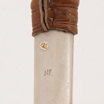 A reindeer horn knife by Nikolaus Fankki, signed.