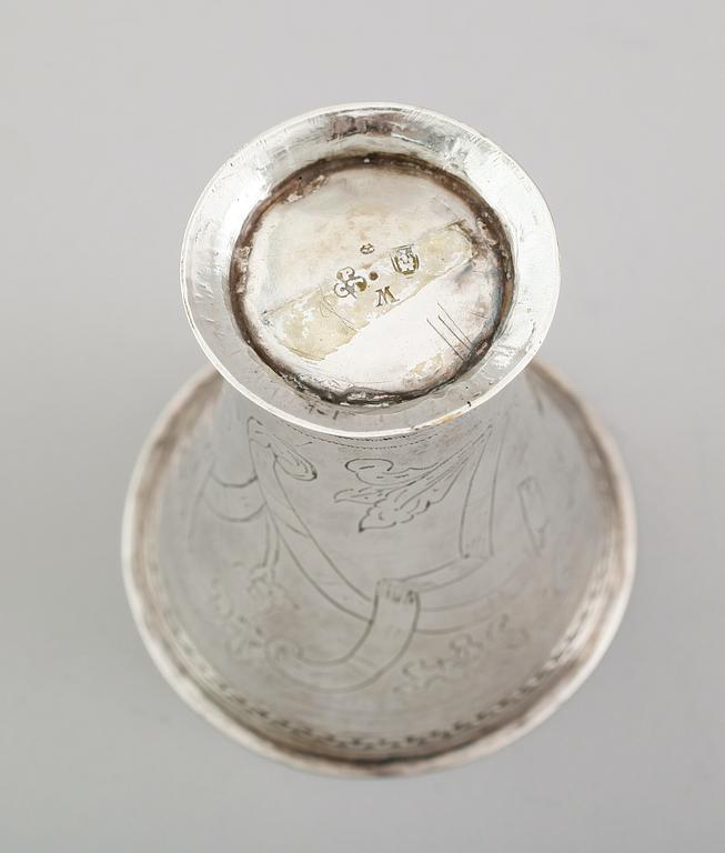 BÄGARE, silver, Carl Petter Tellander. Jönköping 1770. Vikt ca 53 gram.