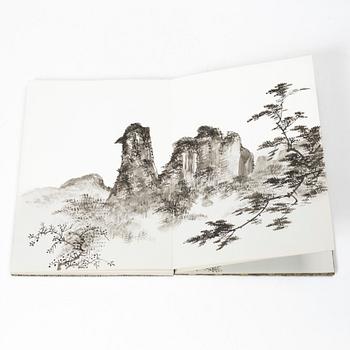 Album, med tuschmålningar, Kina, 1900-tal.