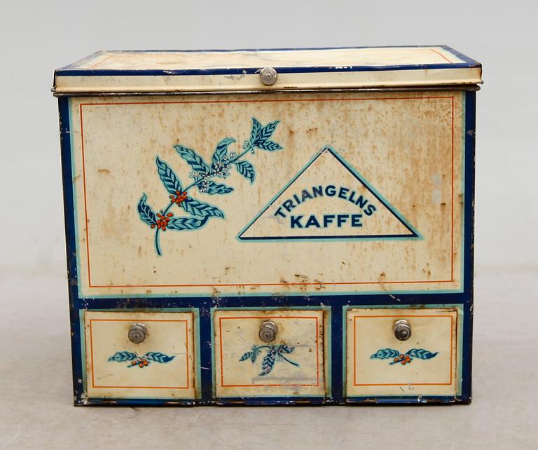 KAFFEBOX, plåt, Triangelns Kaffe, 1900-taltes mitt.