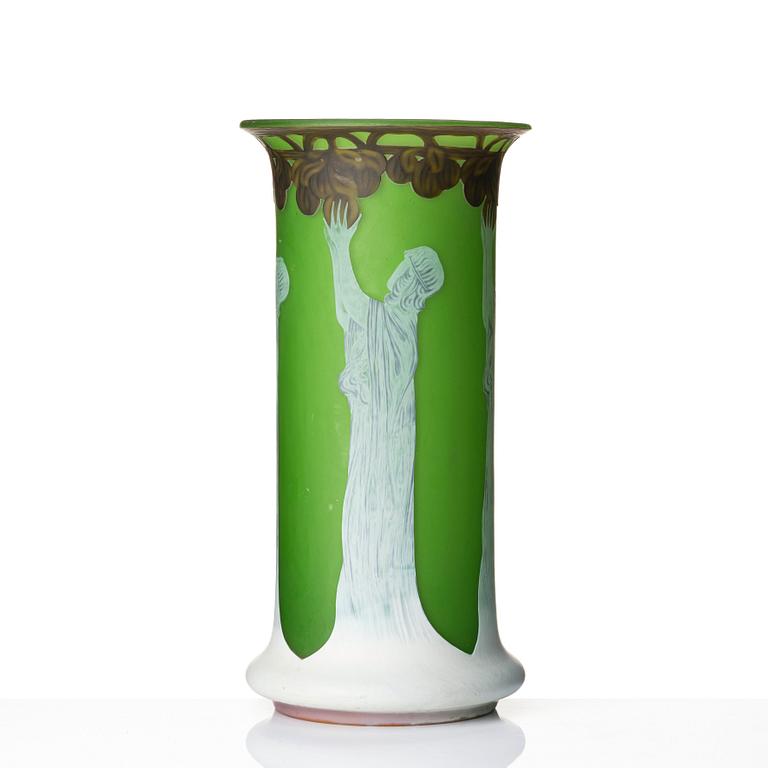 Alf Wallander, an important and unique Art Nouveau cameo glass vase, Reijmyre Sweden for the 'Baltic Exhibition in Malmö' 1914.