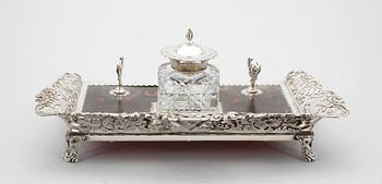 SKRIVSTÄLL, silver, sköldpadd, London 1800-tal.