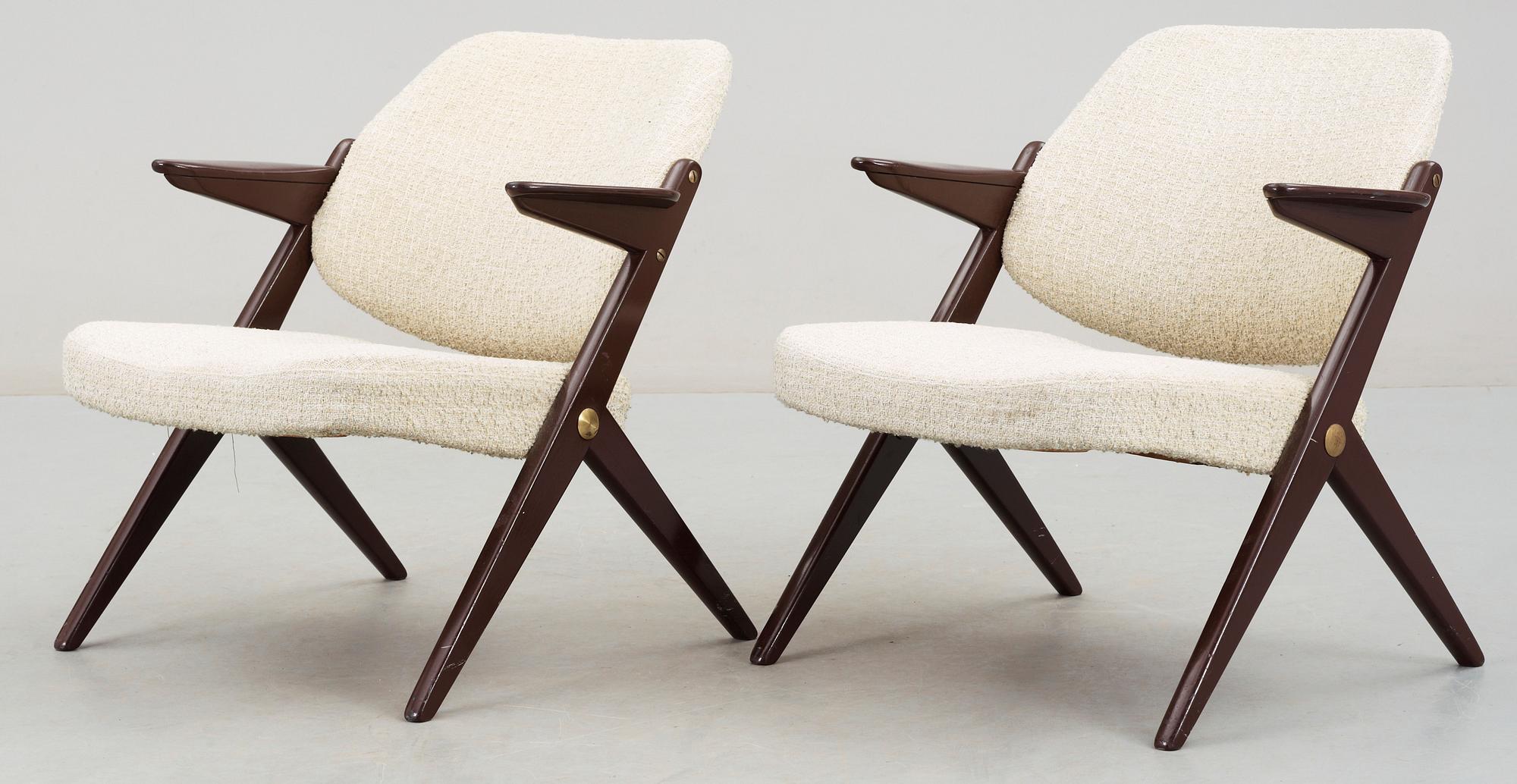 KARMSTOLAR, ett par, "563-037", Bengt Ruda för Nordiska Kompaniets "Triva"-serie, 1950-tal.