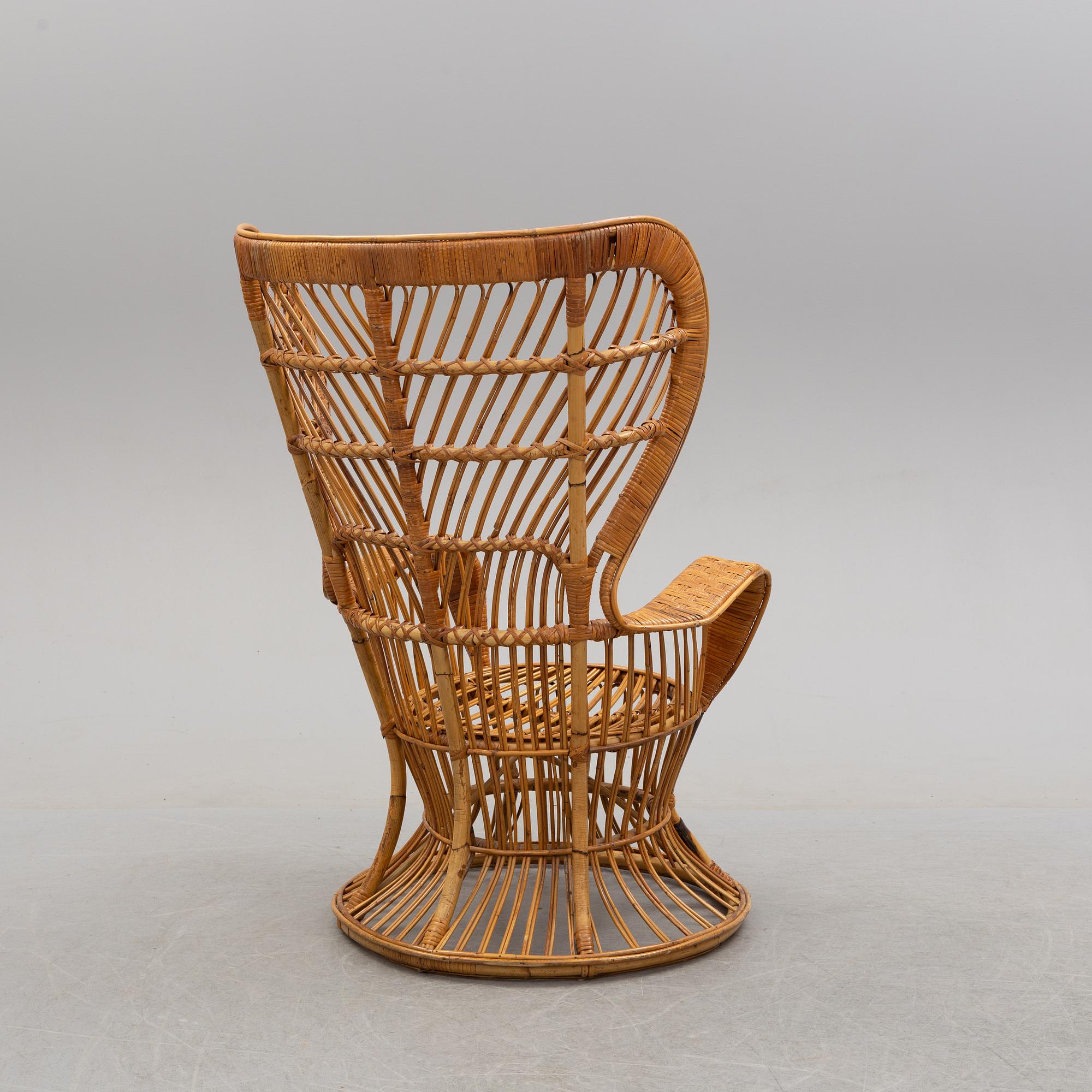 a rattan chair by Gio Ponti & Lio Carminati, Italy, second half of the 20th century.