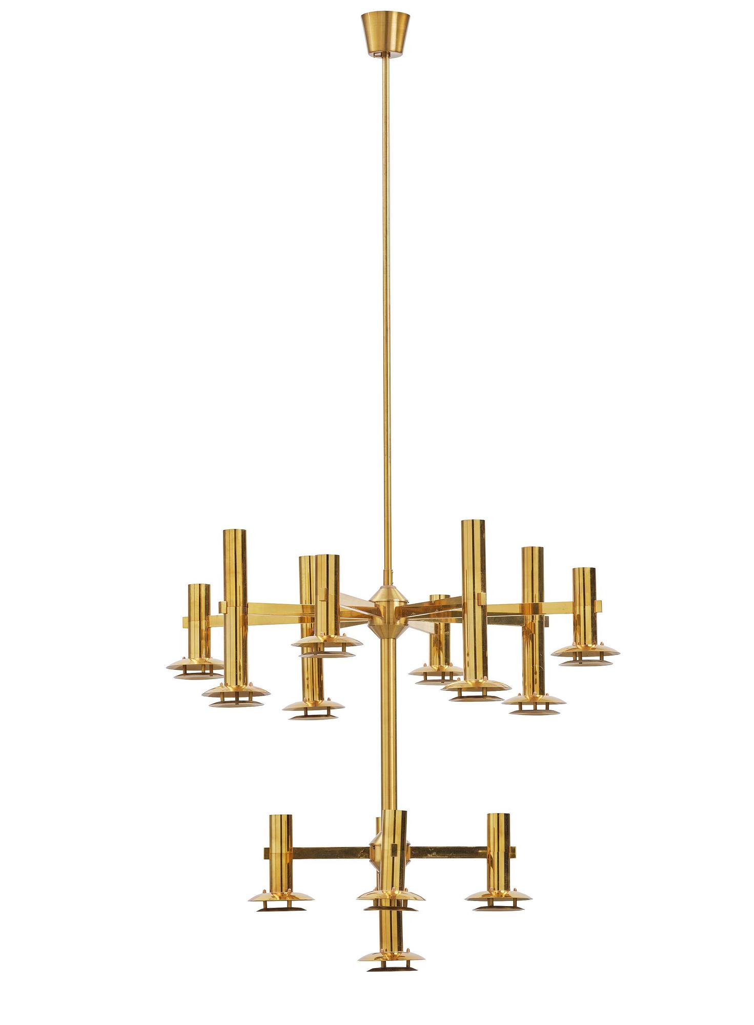 Holger Johansson, an imposing pair of ceiling lamps, Westal, Bankeryd, 1970s.