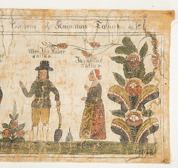 A traditional paintng from Dalarna, Sweden, dated 1818.