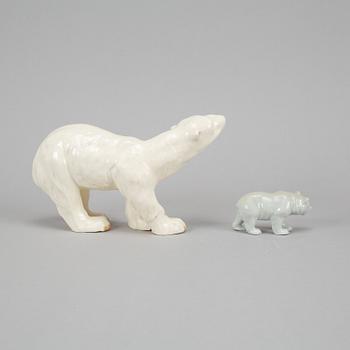 Five ceramic polar bears.