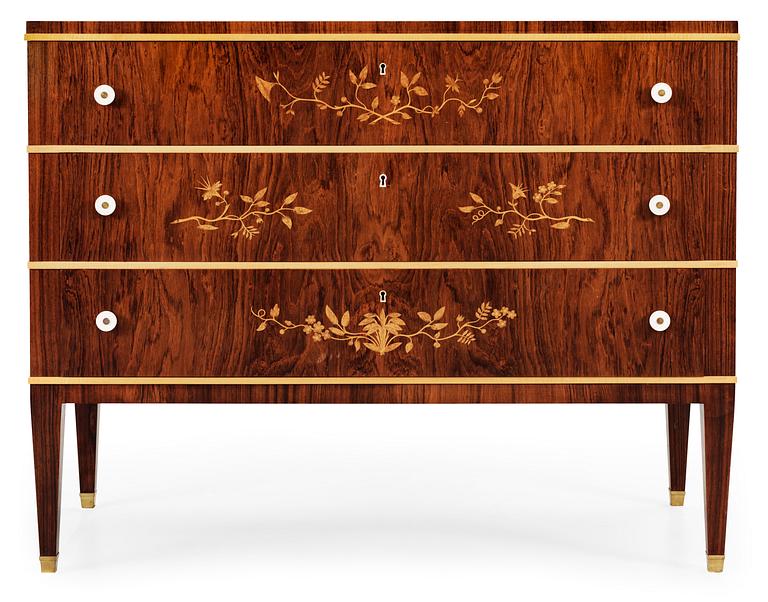 An Oscar Nilsson chest of drawers, probably executed by Hjalmar Jackson for the Stockholm Stads Hantverksförening, 1930's.