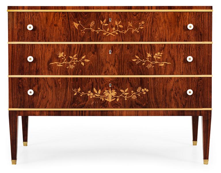 An Oscar Nilsson chest of drawers, probably executed by Hjalmar Jackson for the Stockholm Stads Hantverksförening, 1930's.